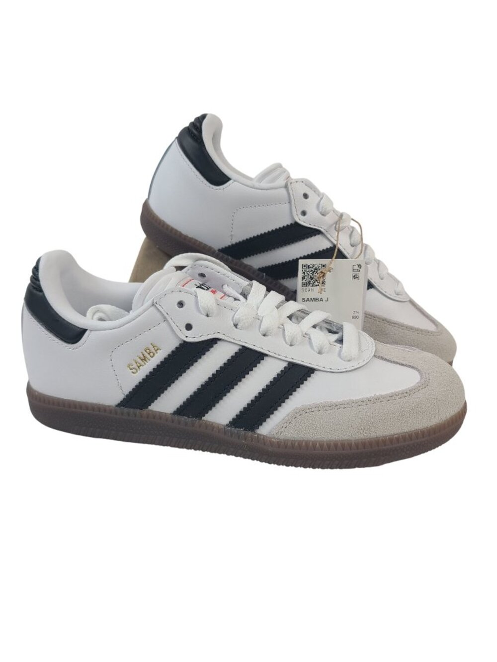 NEW Adidas Samba J White & Black Kids Soccer Shoes Size 3